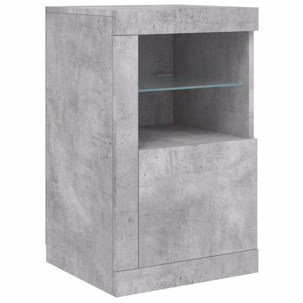 Berkfield Home Side Cabinet with Integrated LED Lights and Glass Doors in Grey – 3