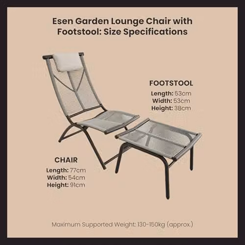 Solace+Co Esen Rattan Sun Lounger with Footstool in Beige and Brown – 5