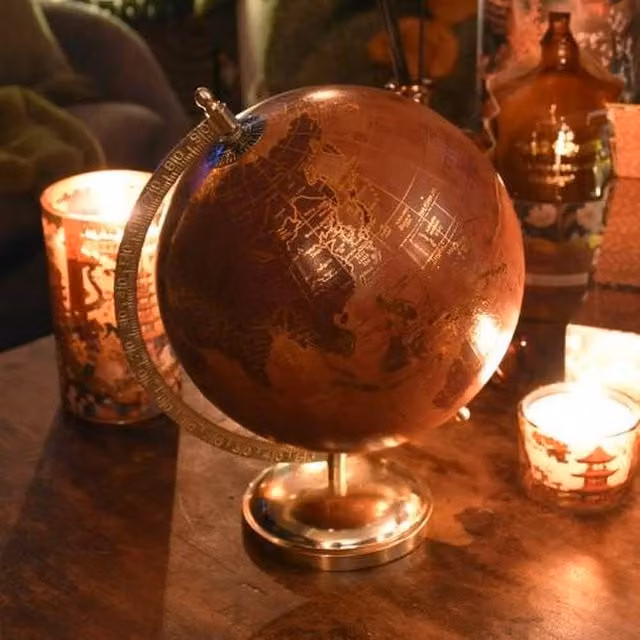 Madison & Mayfair Vintage Orange and Gold Tabletop World Globe – 1