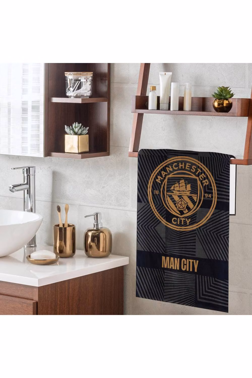 Manchester City F.C. Black Cotton Quick Dry Bath Towel, W: 137 cm, H: 69 cm – 10
