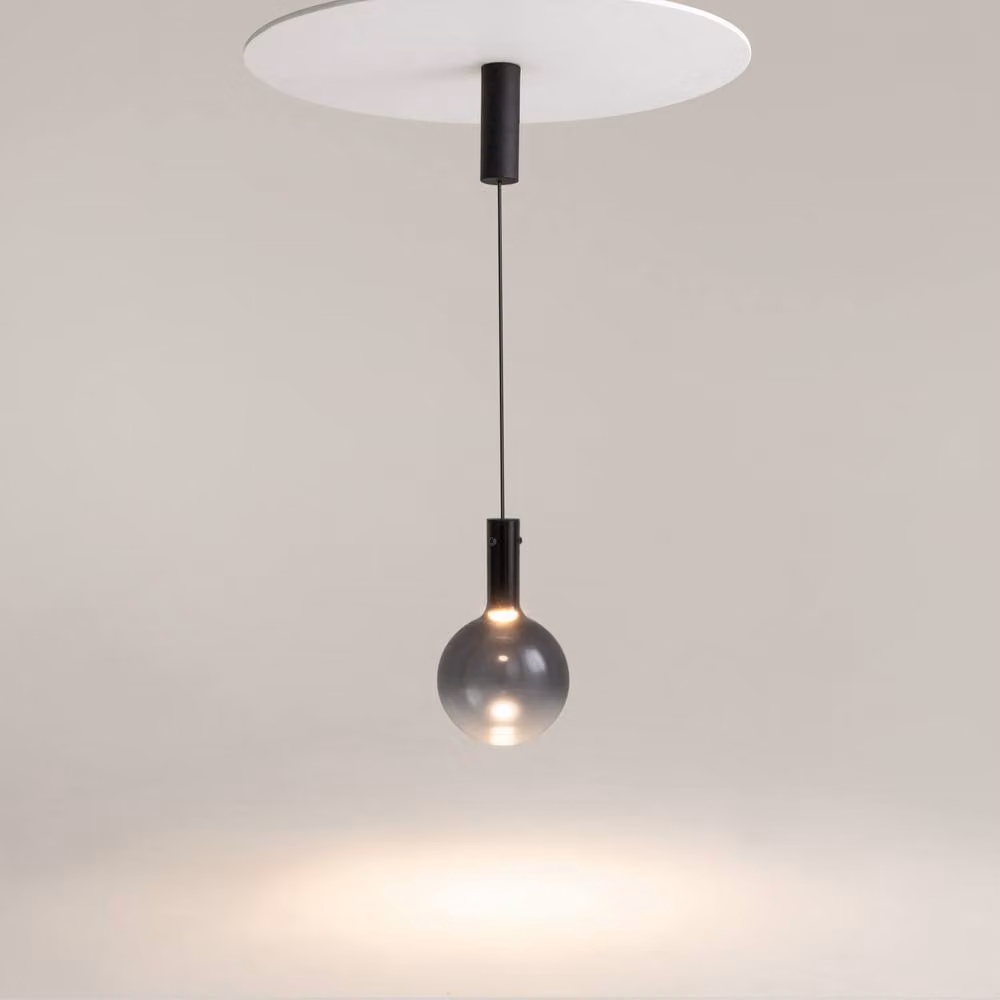 Netlighting Nebula Modern Sphere Pendant Light in Black with 20 cm Glass Globe, 400 lm, 3000K Warm White LED – 2