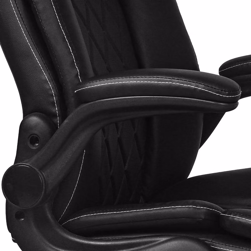Levede Executive Office Chair in Black Synthetic Leather with Flip-Up Armrests and Headrest – 5