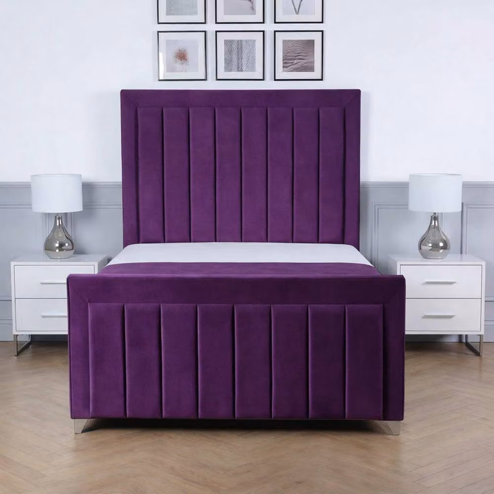 Living Comfort Bedz Elara King Size Upholstered Velvet Gas Lift Storage Bed in Purple, W/D/H: 180 x 200 cm – 2