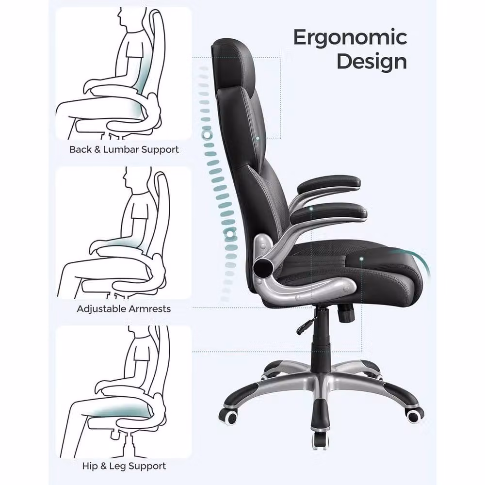 FORGEVIO Ergonomic Black Synthetic Leather Gaming Chair for Home Office and Adults – 2