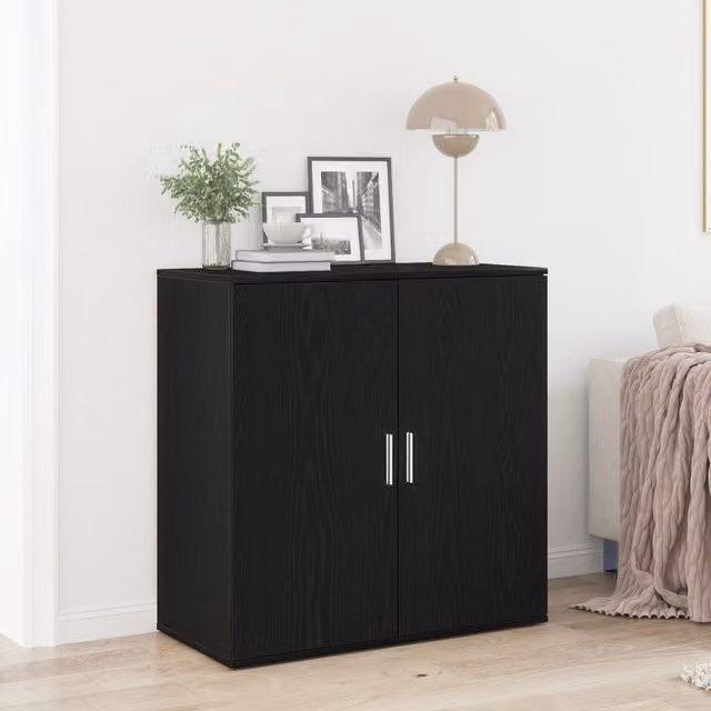 Berkfield Home Black Oak Sideboard, W: 79 cm, D: 38 cm, H: 80 cm