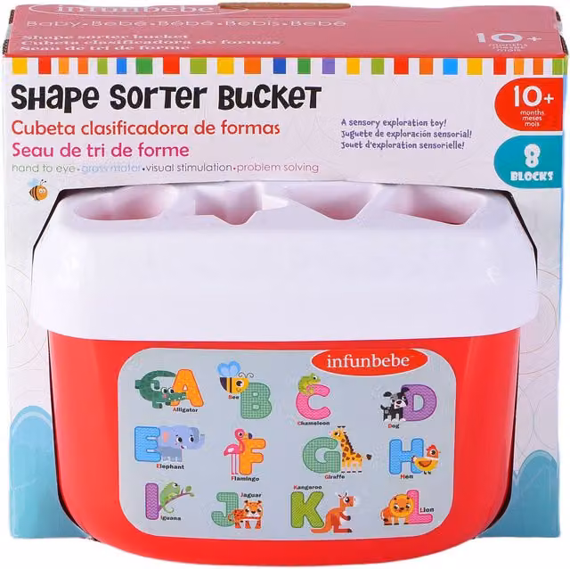 Infunbebe Multicolour Shape Sorter Bucket with Sensory and Motor Skills Development Features