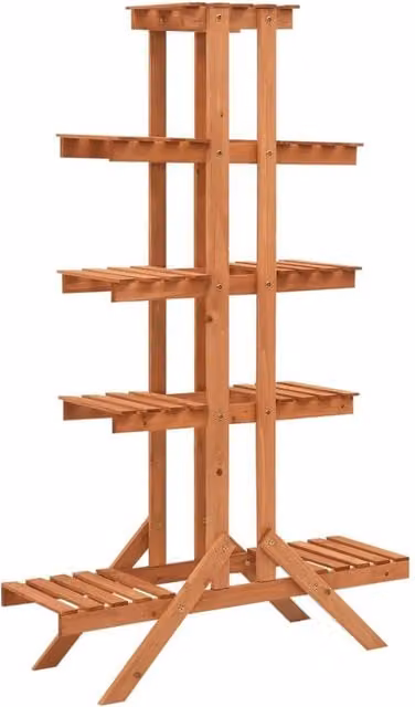 Berkfield Home Rustic Orange Wood Plant Stand, W/D/H: 83 x 25 x 132 cm – 1