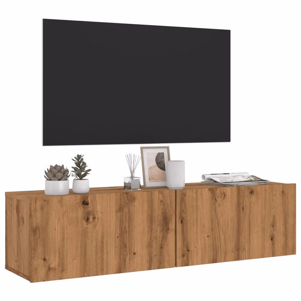 Berkfield Home Artisan Oak Wall Mounted TV Cabinet in Brown, W/D/H: 120 x 30 x 30 cm – 2