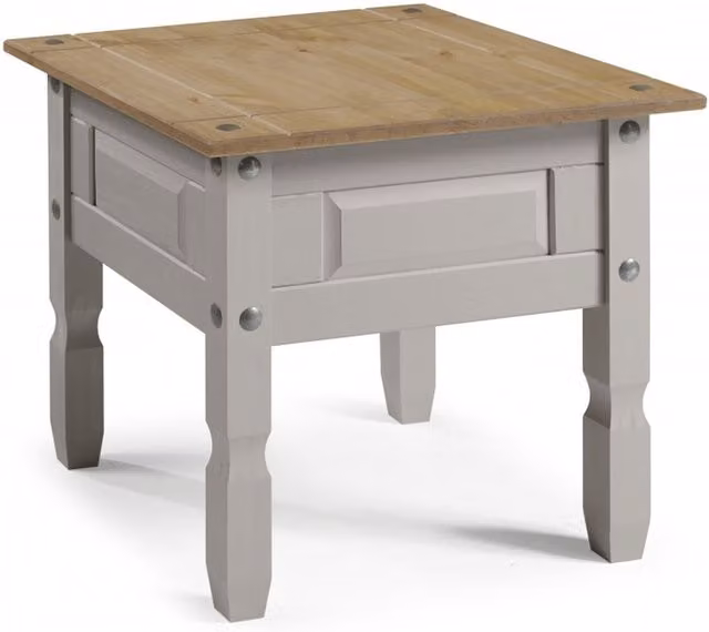 Mercers Furniture Corona Small Square Coffee Table in Distressed Grey Waxed Pine