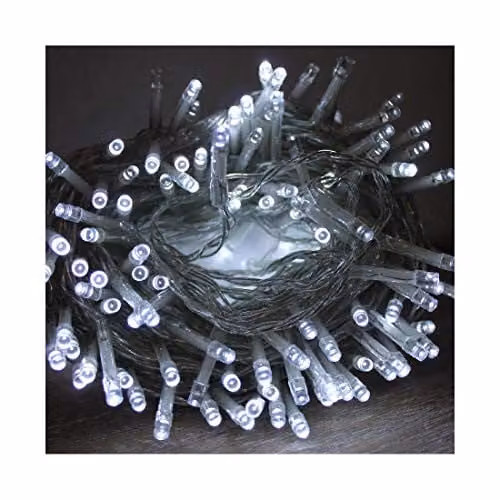 Best Artificial 100 Bright White LED Waterproof Outdoor Christmas String Lights with Clear Cable, 10m – 1