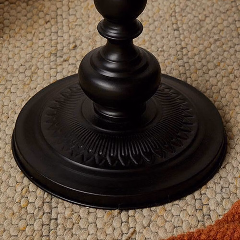 FORGEVIO Metal Round Accent Pedestal End Table in Matt Black – 4