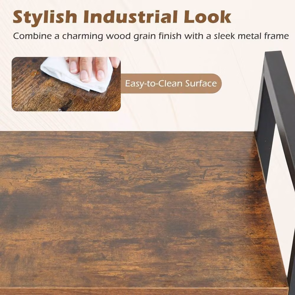 NESTLUNE Industrial Freestanding Storage Organizer Display Shelf in Brown – 6