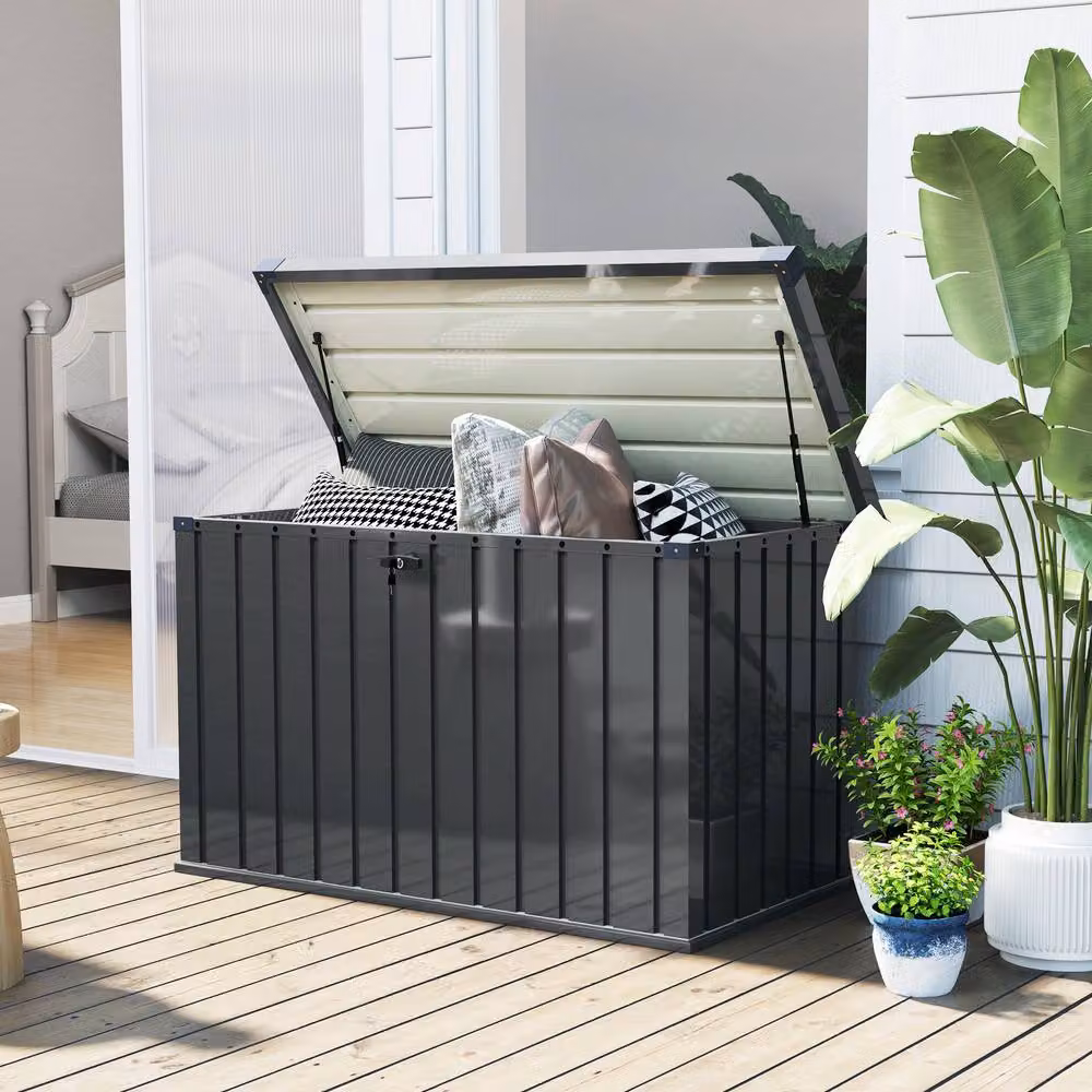 STILVORA Lockable Garden Storage Box, 400 L, Dark Grey – 3