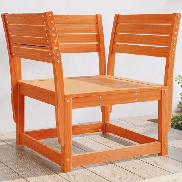 Berkfield Home Rustic Waxed Solid Pine Garden Chair in Brown