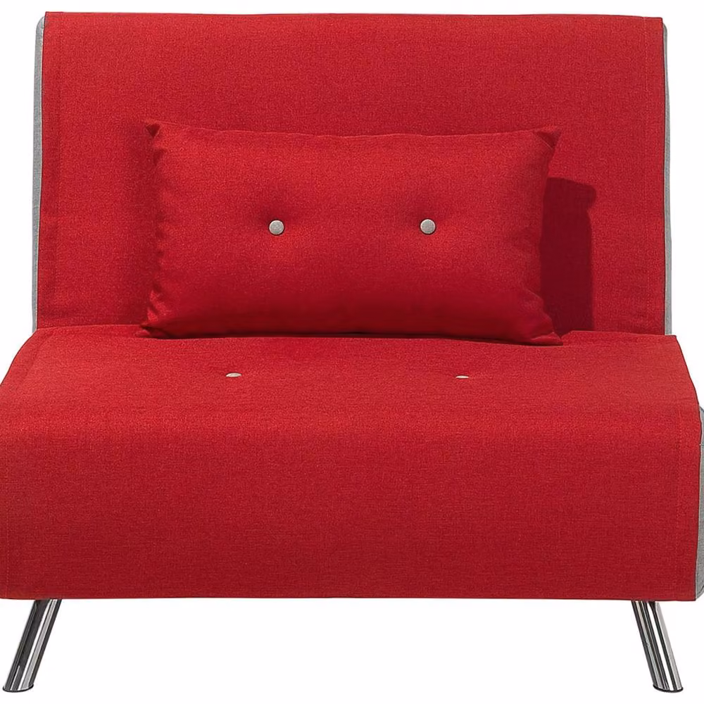 Wyld and Coco Red Fabric Single Sofa Bed with Metal Frame and Armrests – 2