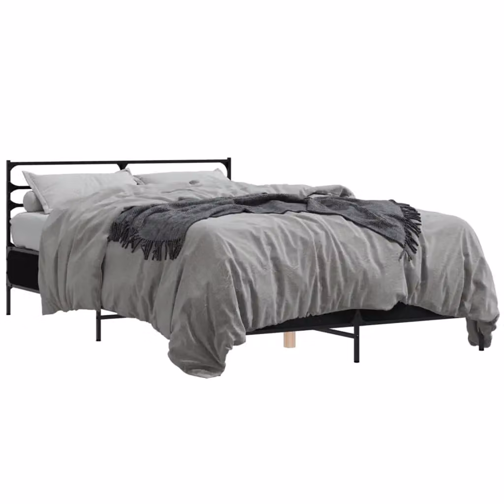 Berkfield Home Modern Bed Frame in Black, W/D/H: 140 x 200 cm – 2
