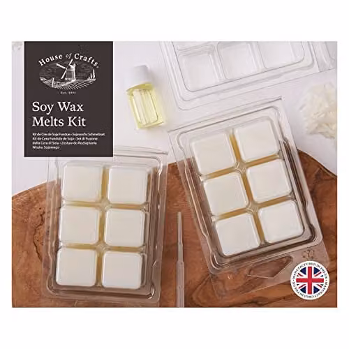 House of Crafts Soy Wax Melts Single Craft Kit Set, Beige, 300g Soy Wax with Vanilla Fragrance Oil – 1