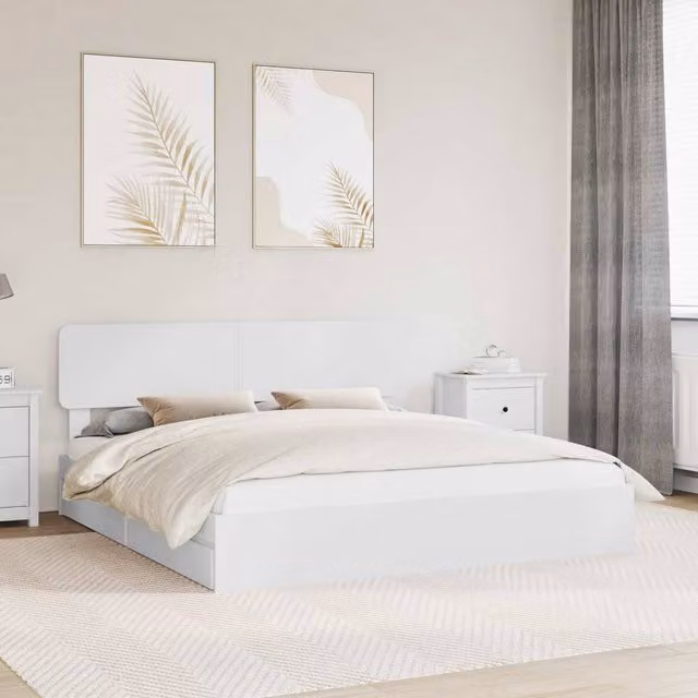 Berkfield Home Modern Storage Bed with Headboard and Drawers in White, Engineered Wood, 180 x 200 cm