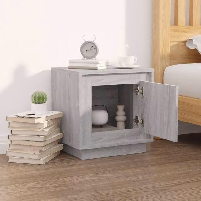 Berkfield Home Modern Bedside Cabinet in Grey Sonoma, W/D/H: 44 x 35 x 45 cm – 1