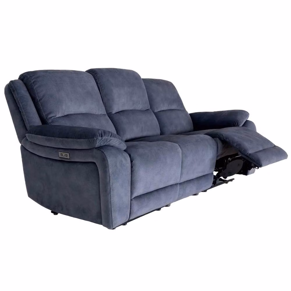 Furnishings For Less UK Bella Electric Reclining 3 Seater Fabric Sofa in Ink Grey with USB Charging and Cup Holders – 5