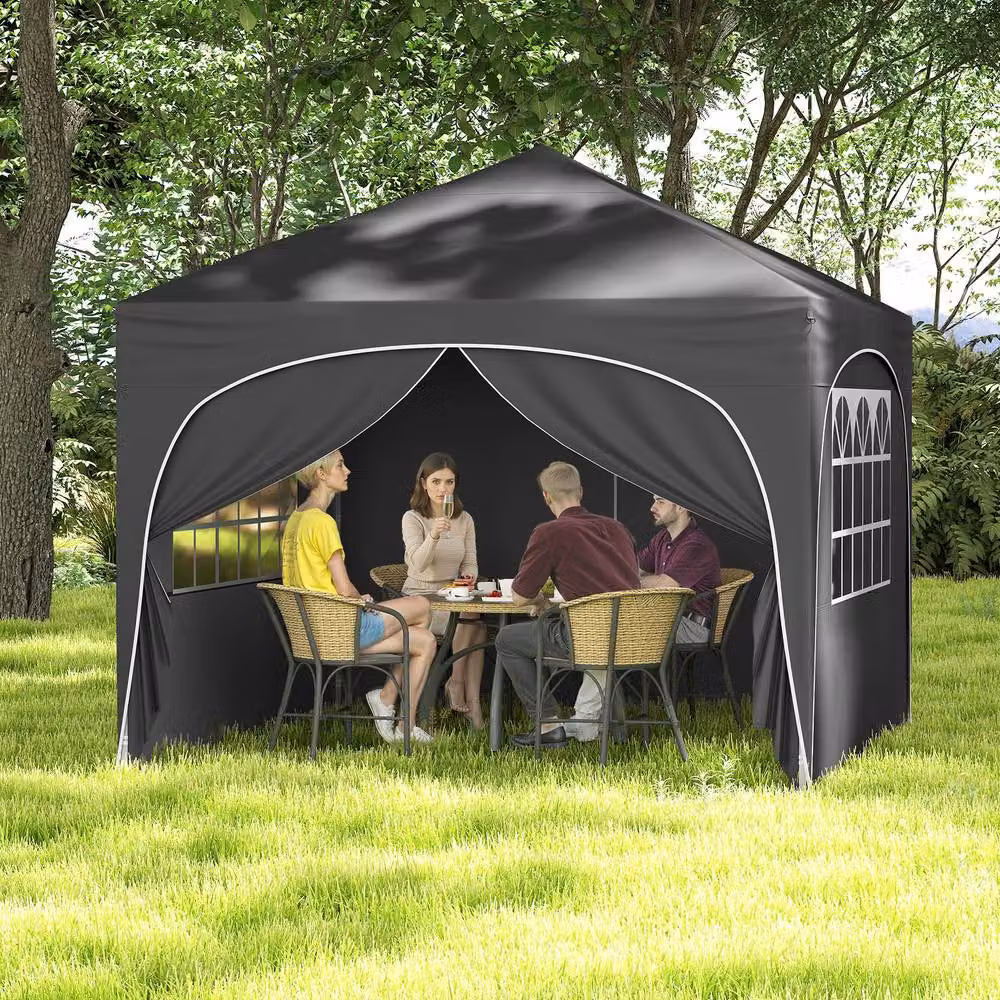 Costway Pop up Canopy Tent Portable Foldable Beach Sun Shelter, Grey/Silver, W: 300 cm, D: 300 cm, H: 286 cm – 3