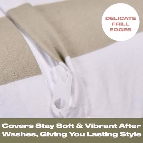 OHS Striped Frill Cushion Covers, 2 Pack, Green, W/D/H: 45 x 45 x 45 cm – 3