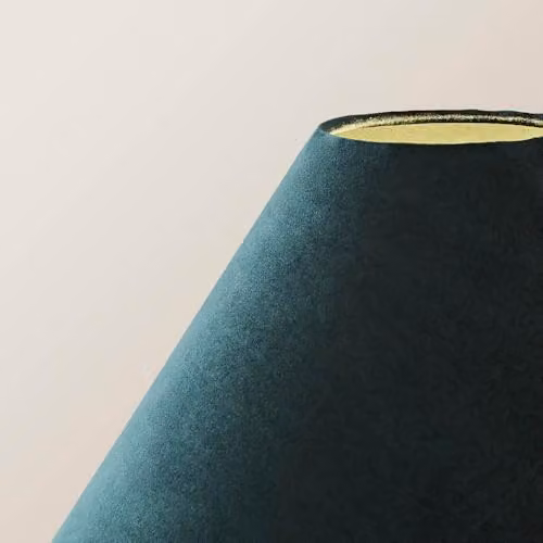 ValueLights Martha Conical Teal Velvet Midi Floor Lamp with Bulb and Gold/Brass Metal Base, Height: 140 cm – 3
