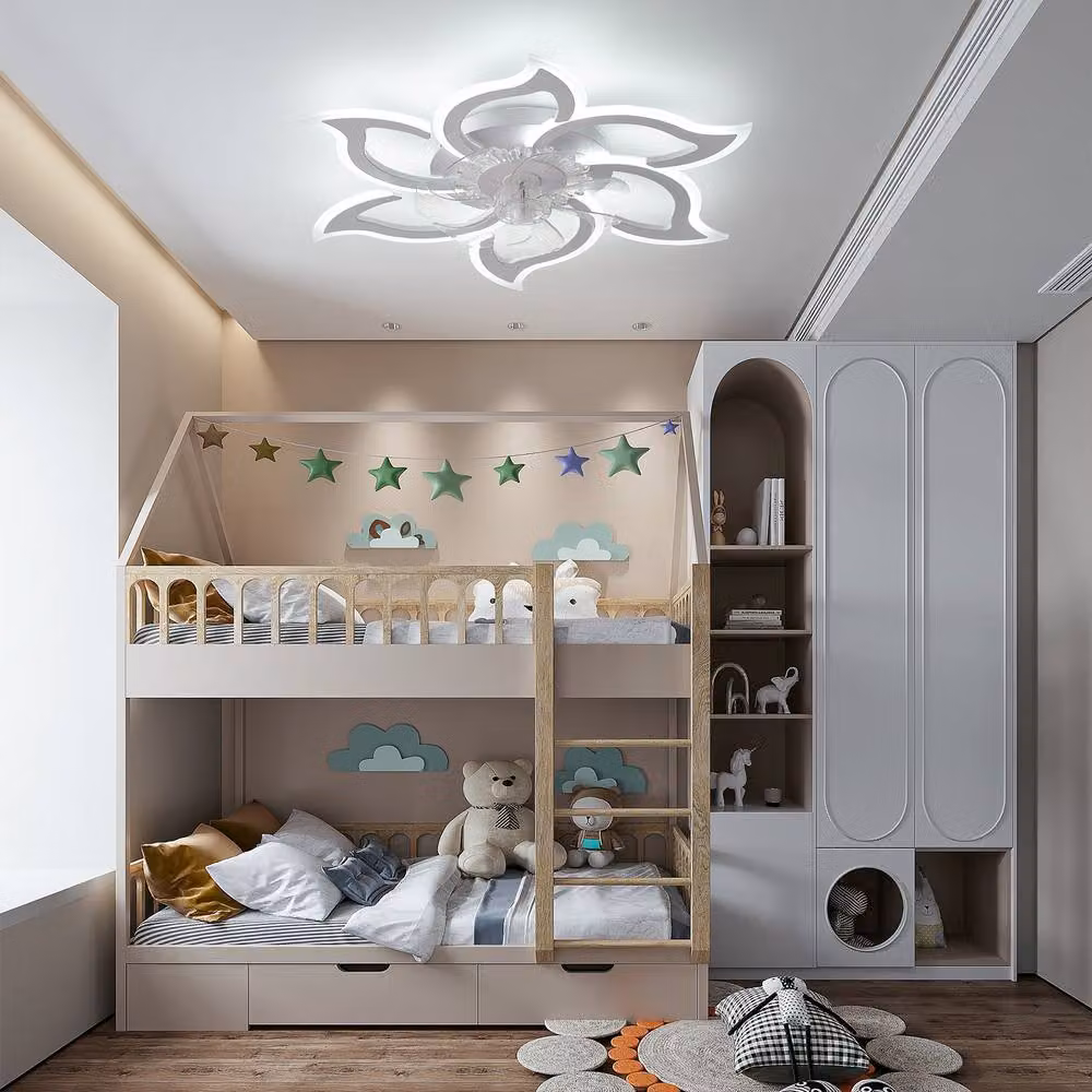 NIVOR 7 Blade Dimmable LED Reversible Ceiling Fan in White with Remote Control and App Control – 3