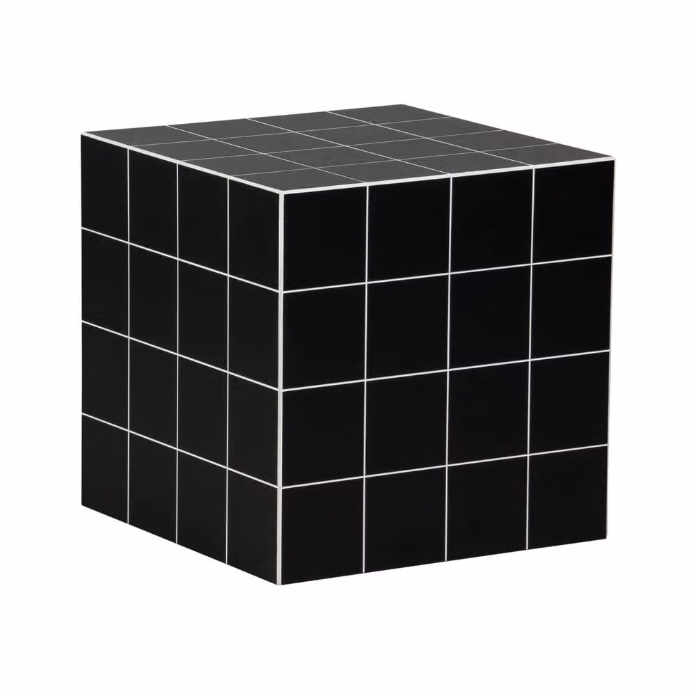 sweeek Cubic Coffee Table and Side Table with Matt Ceramic-Effect Finish in Black, W/D/H: 40 x 40 x 40 cm – 1