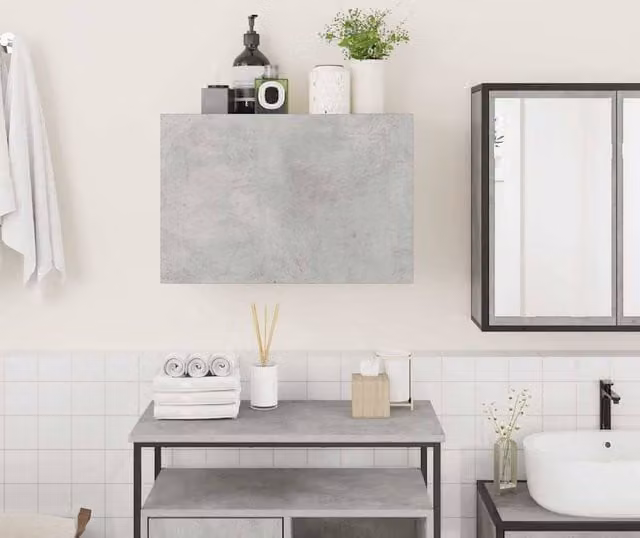 Berkfield Home Decorative Wall Mounted Bathroom Cabinet in Concrete Grey, W: 60 cm, D: 25 cm, H: 40 cm – 1