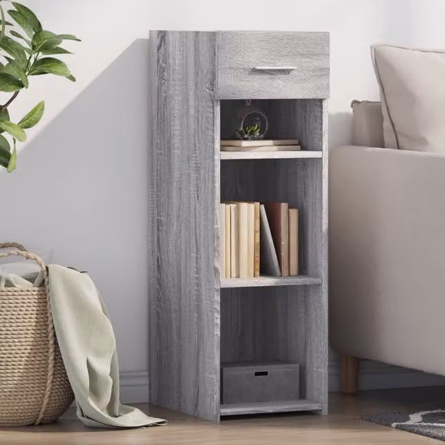 Berkfield Home Grey Sonoma Sideboard in MDF, W/D/H: 30 x 42.5 x 93 cm
