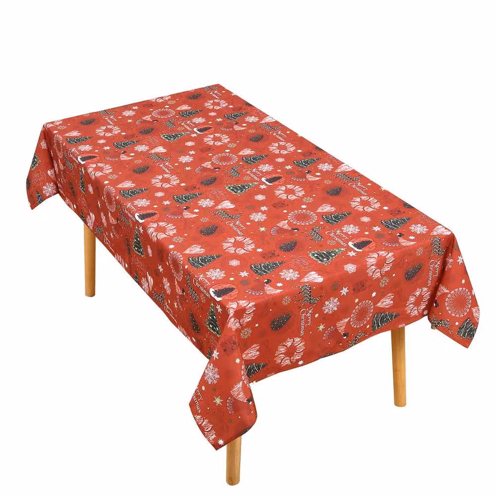 London Boutique Red Christmas Snowflake Design Waterproof and Washable Rectangular Tablecloth – 2