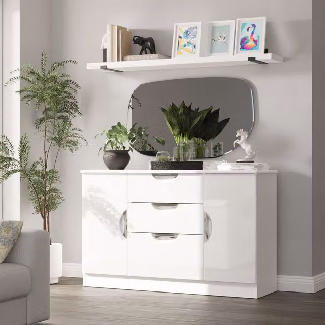 2 U Holborn Ready Assembled 2 Door 3 Drawer Sideboard in White – 1