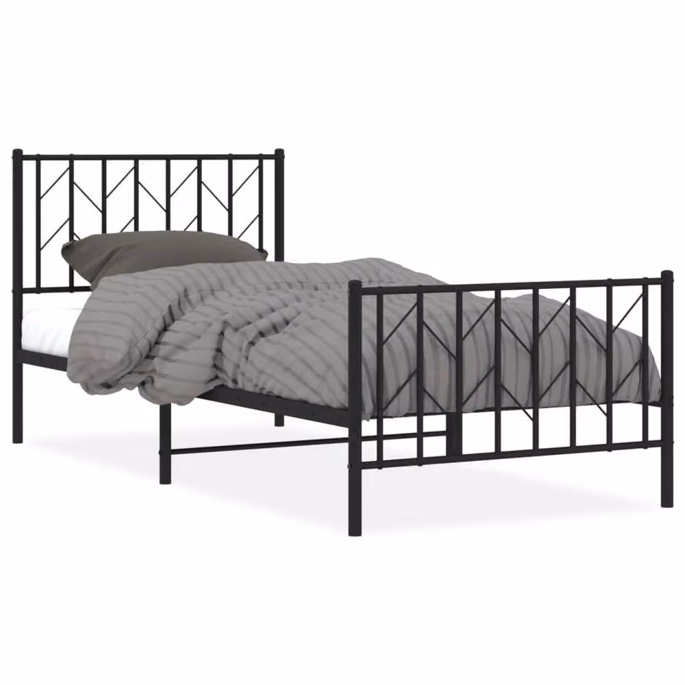 Berkfield Home Metal Bed Frame with Footboard, Black, W/D/H: 90 x 200 cm – 2
