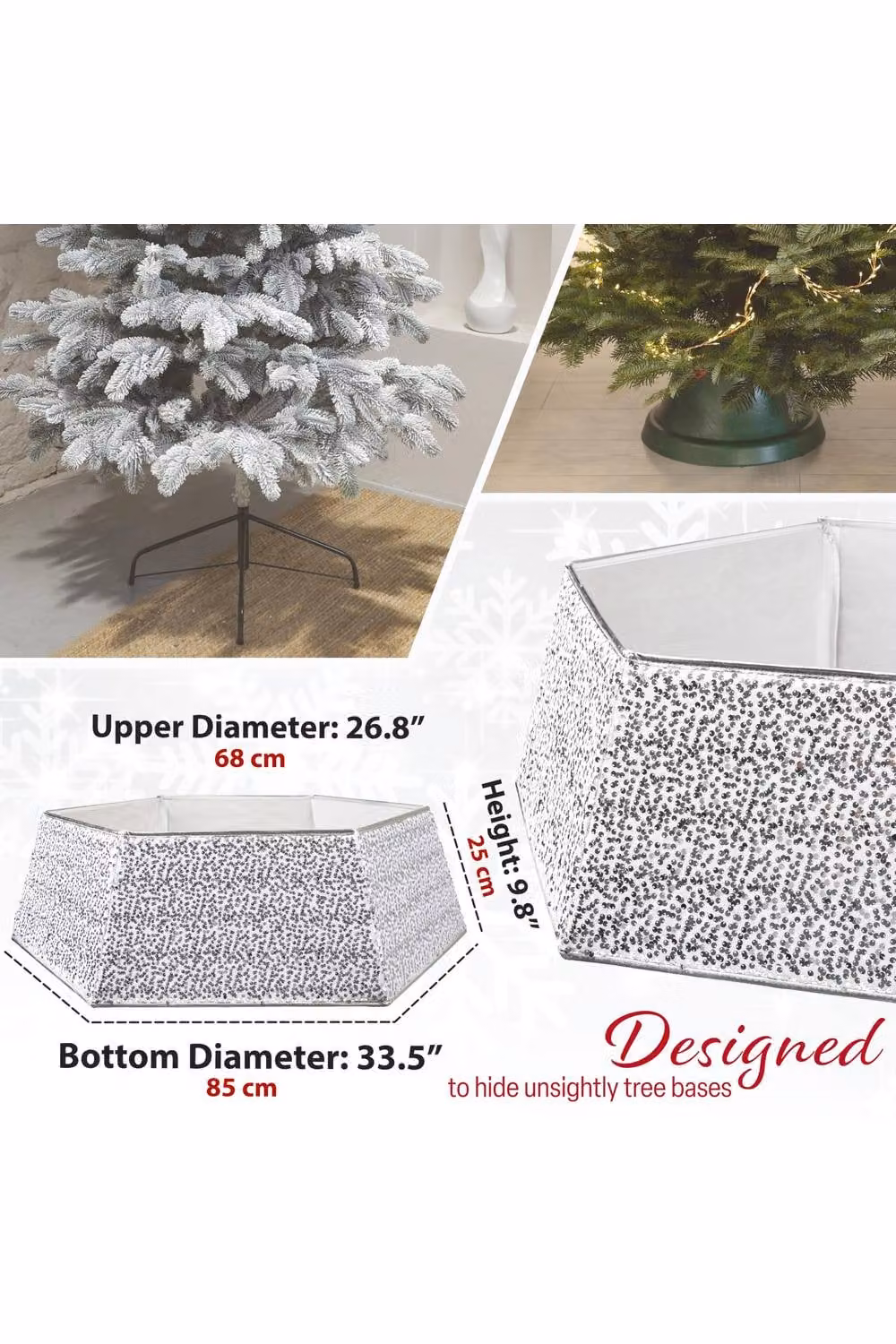 Deco Express Silver Round Textile Christmas Tree Skirt – 2