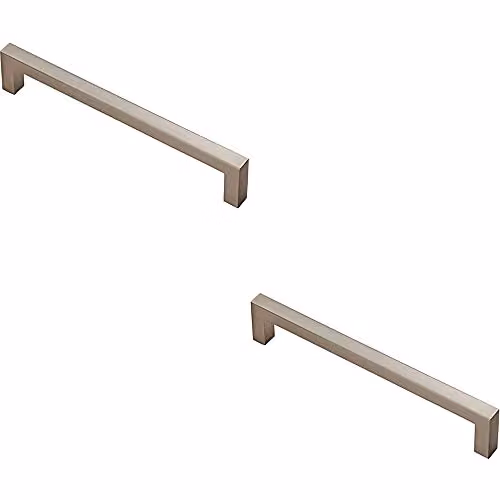 Loops 2 Pack Square Block Bar Pull Handles in Brushed Satin Nickel, 170 x 10 mm with 160 mm Fixing Centres