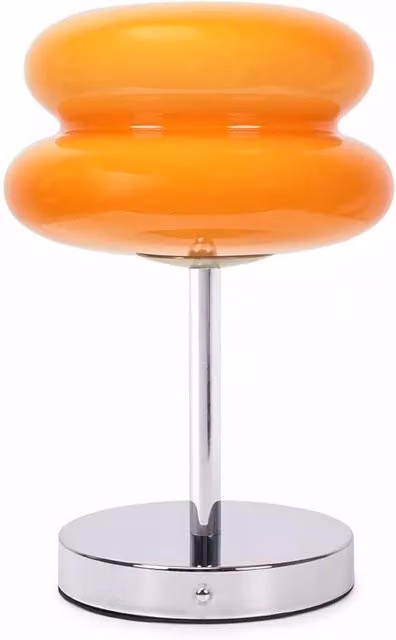SPETLEK Orange Rechargeable LED Cordless Touch Table Lamp with Chrome Metal and Glass Finish