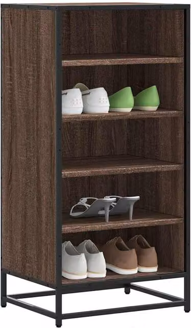 Berkfield Home Industrial Shoe Rack in Brown Oak, W: 48 cm, D: 38 cm, H: 97.5 cm