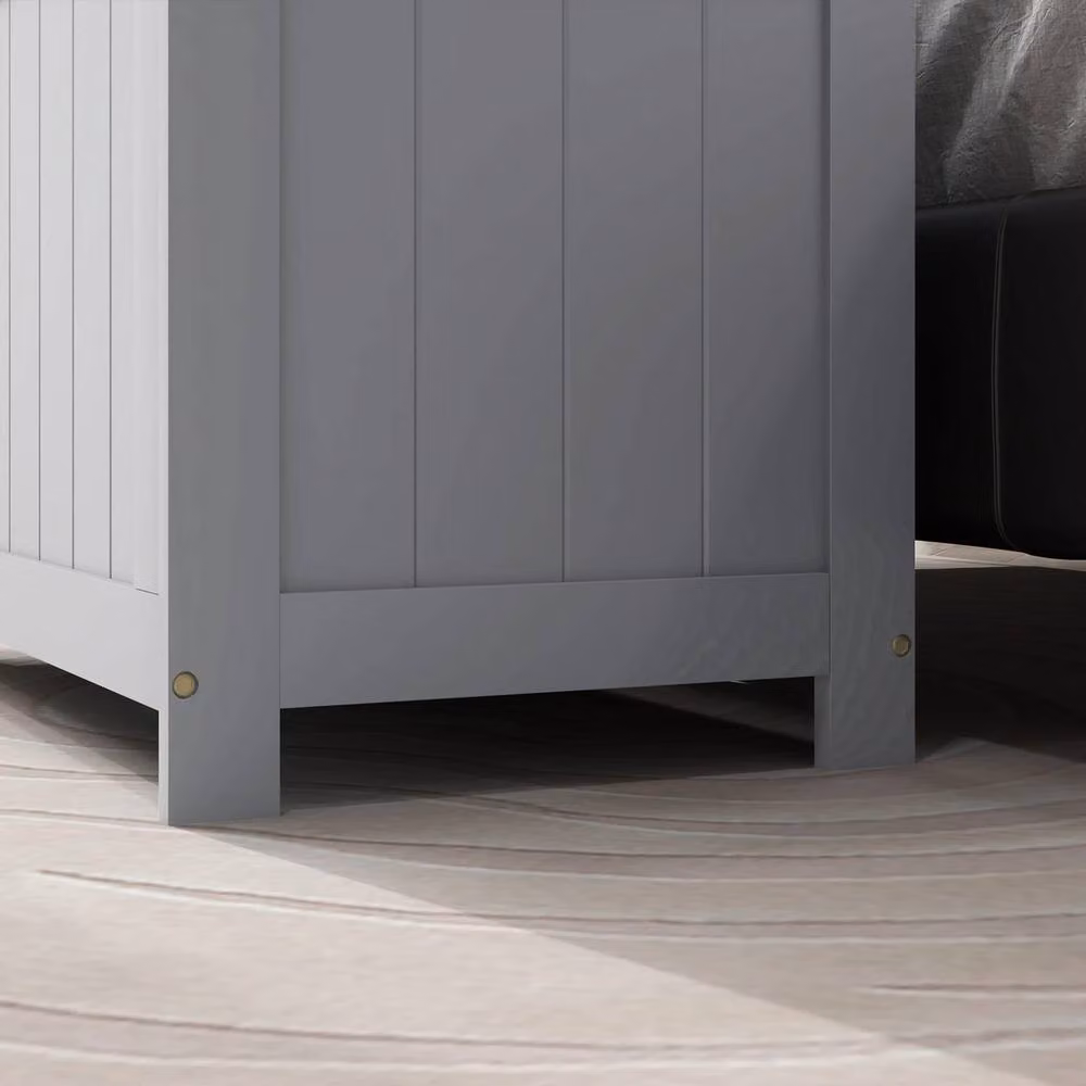 FORGEVIO Grey Modern Storage Bench Chest with 2 Safety Hinges, W/D/H: 48.0 x 35.3 x 35.3 cm – 3