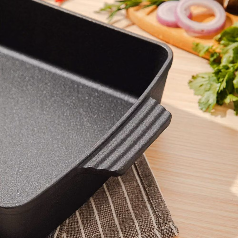 FORGEVIO Black Seasoned Cast Iron Rectangular Roasting Pan and Baking Dish – 3