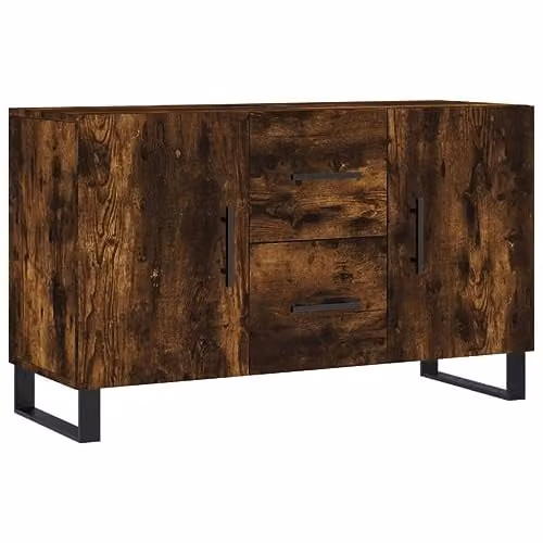 vidaXL Modern Sideboard in Brown Smoked Oak, W/D/H: 100 x 36 x 60 cm