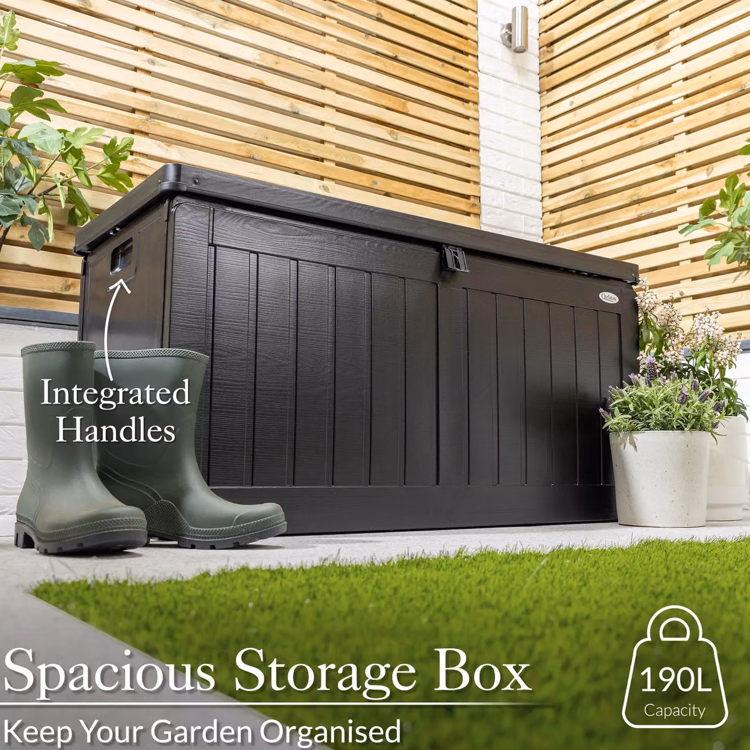 Christow Waterproof Outdoor Garden Storage Box and Utility Tool Chest in Black – 2