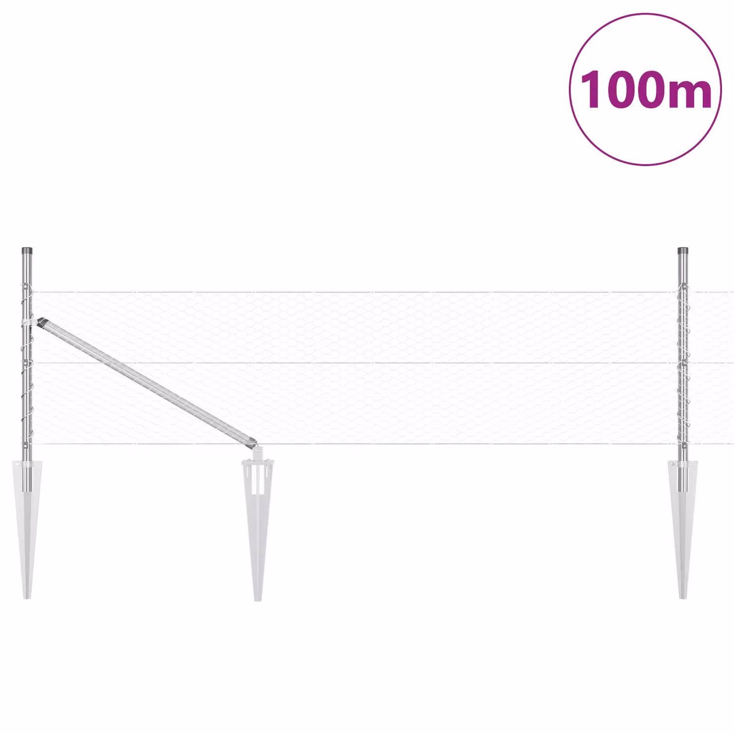 Berkfield Home Silver Galvanised Steel Hexagon Fence – 2