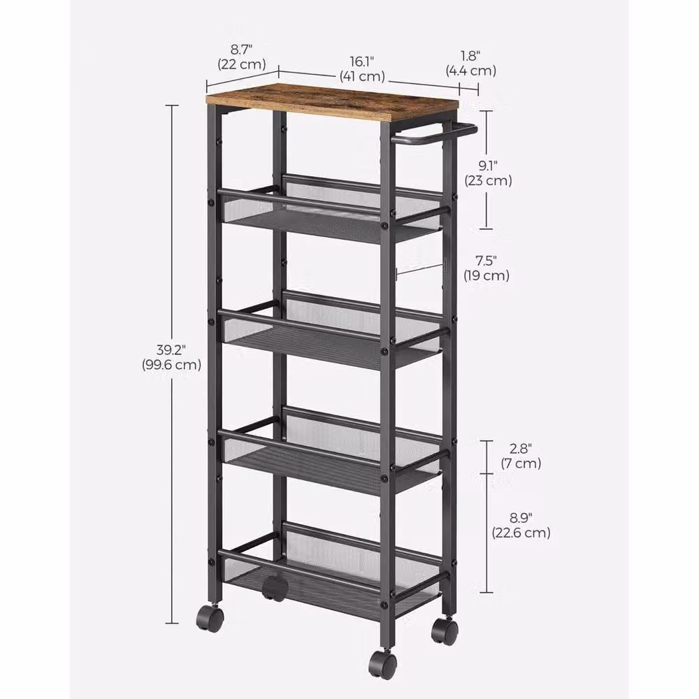 Kelvenix Black Industrial Space-Saving Kitchen Cart with Castors – 2