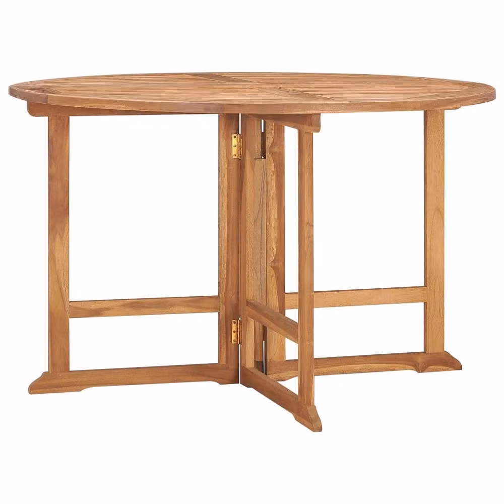 Berkfield Home Folding Garden Dining Table in Brown Solid Teak Wood, Diameter: 110 cm, Height: 75 cm – 2