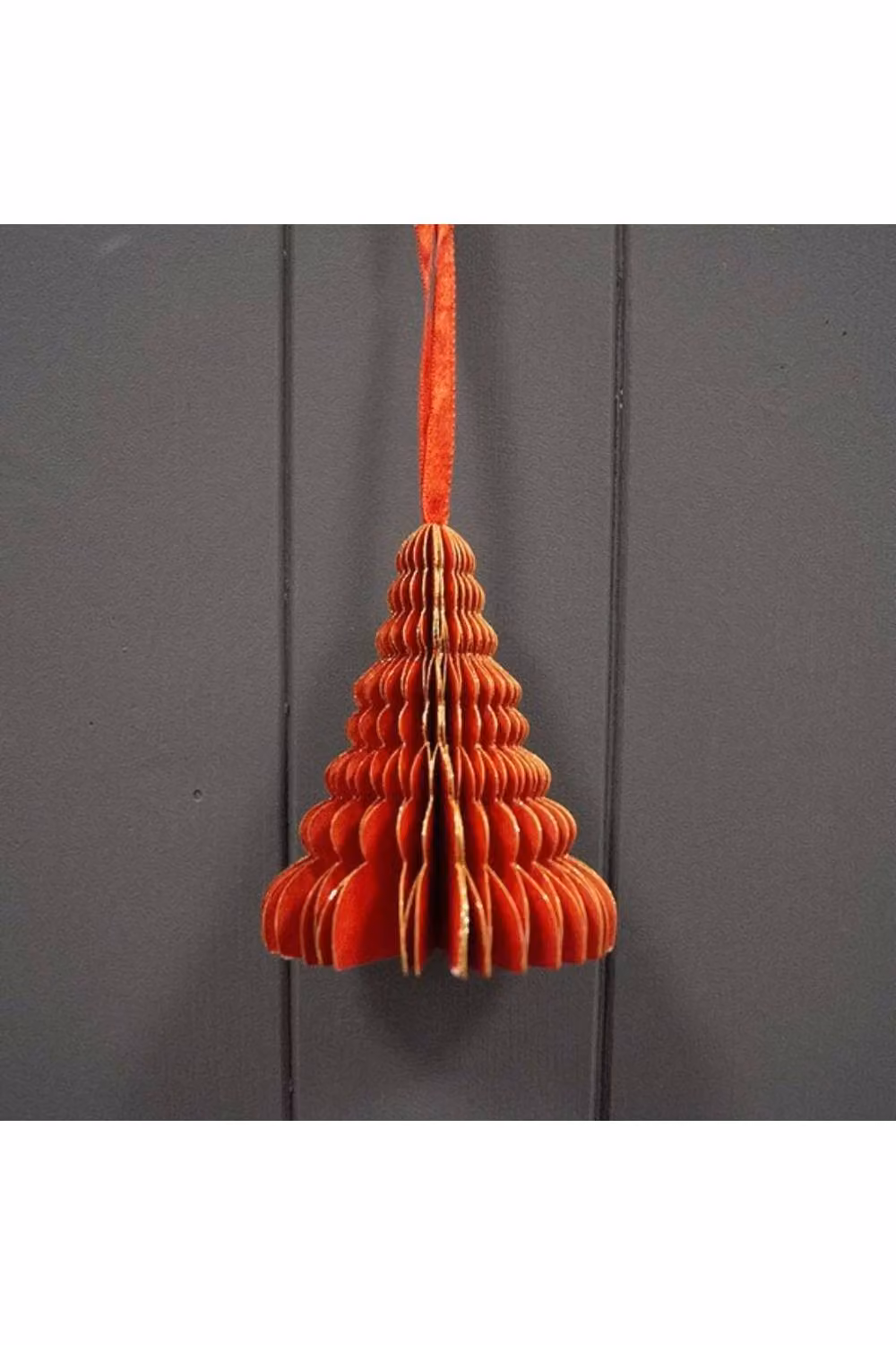 KDMD Rustic Red Hanging Paper Tree Christmas Decorations, Box of 6 – 2