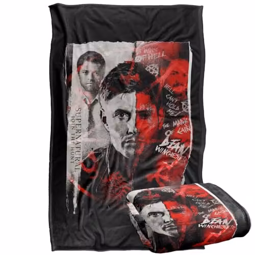 LOGOVISION Supernatural Dean Winchester Demon Silky Touch Super Soft Fleece Throw Blanket, Multicolour, W: 91 cm, D: 147 cm – 1