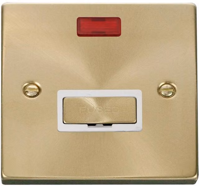 SE HOME Satin Brushed Brass 13A Fused Ingot Connection Unit with Neon, White and Gold