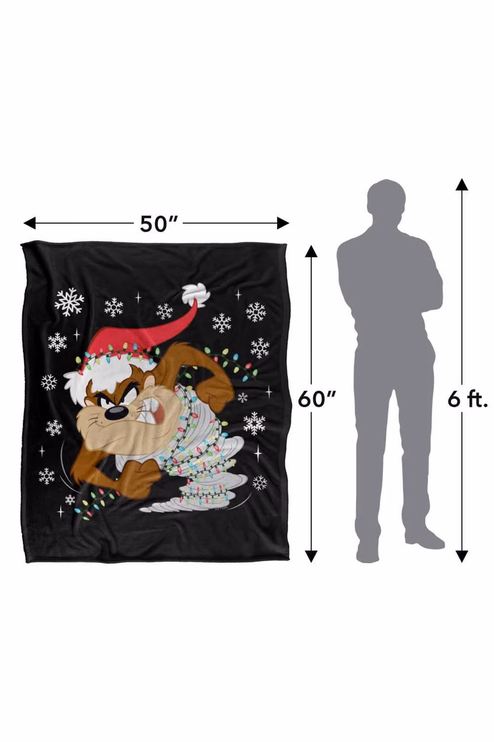 LOGOVISION Looney Tunes Taz Christmas Lights Super Soft Fleece Throw Blanket, Multicolour, W: 152 cm, D: 127 cm – 8