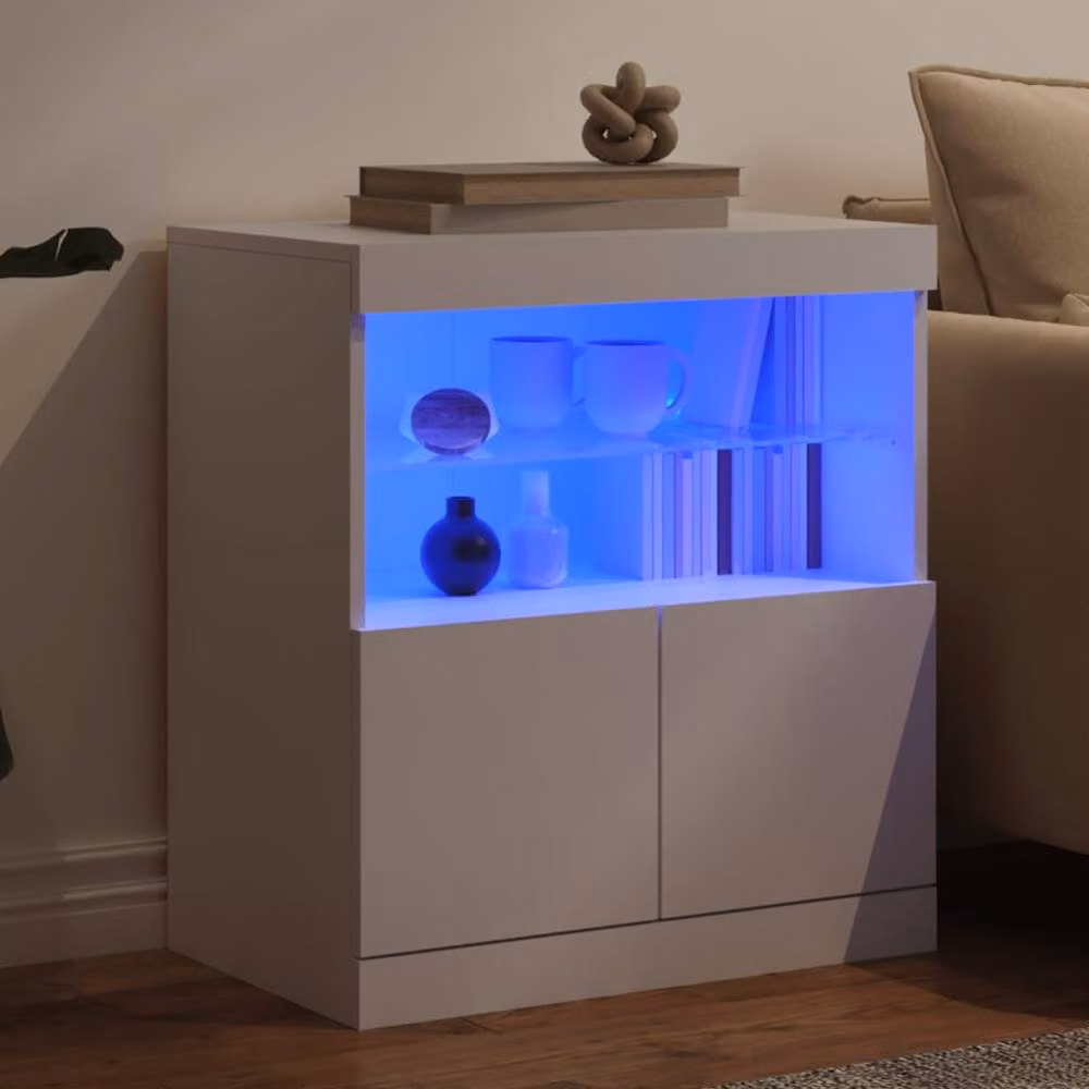 Berkfield Home Modern White Sideboard with Integrated LED Lighting W/D/H: 60 x 37 x 67 cm – 3